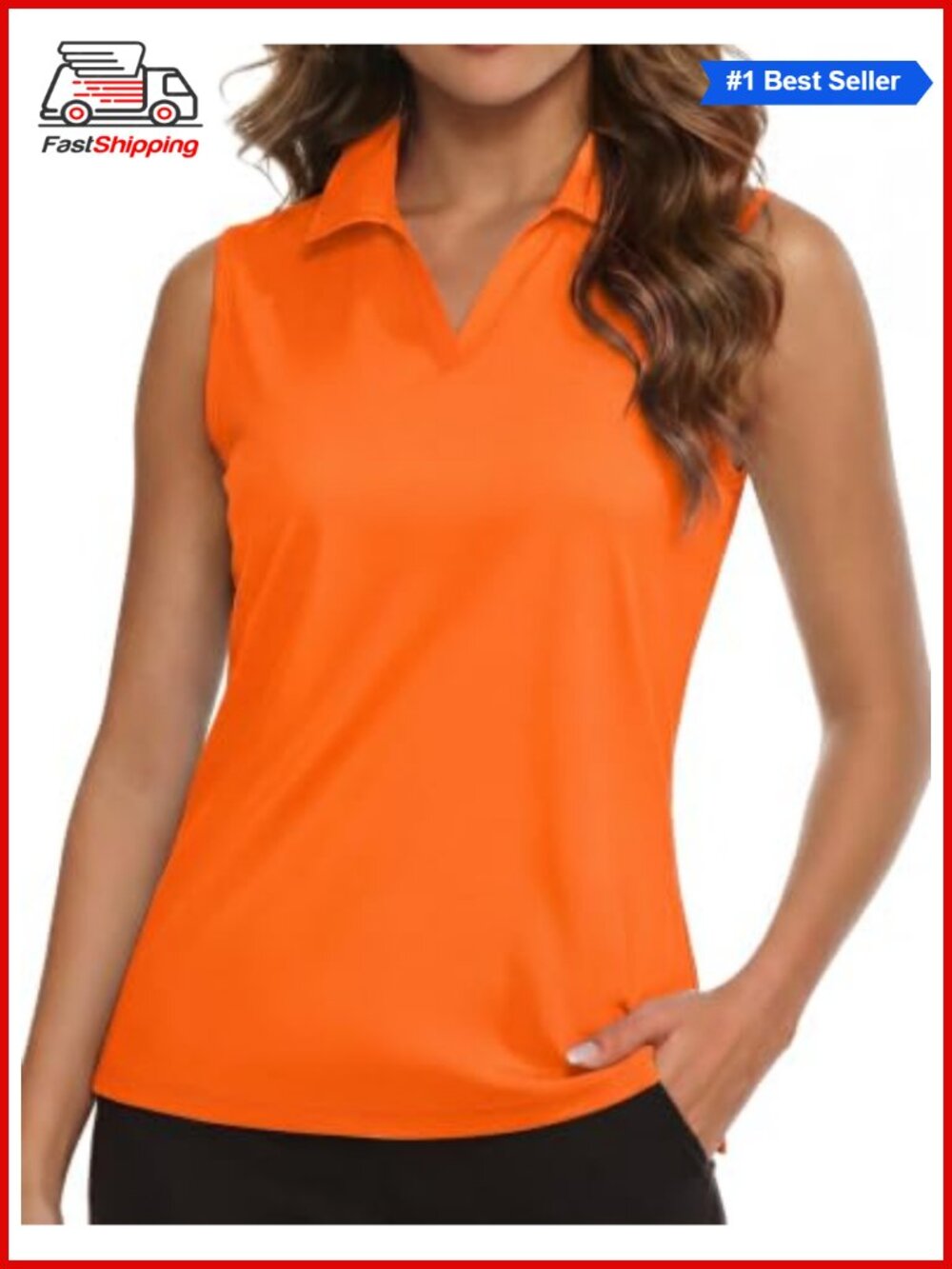 ✨MAGCOMSEN Women's Sleeveless Golf Polo Shirt UPF 50+ V-Neck Quick Dry Athletic